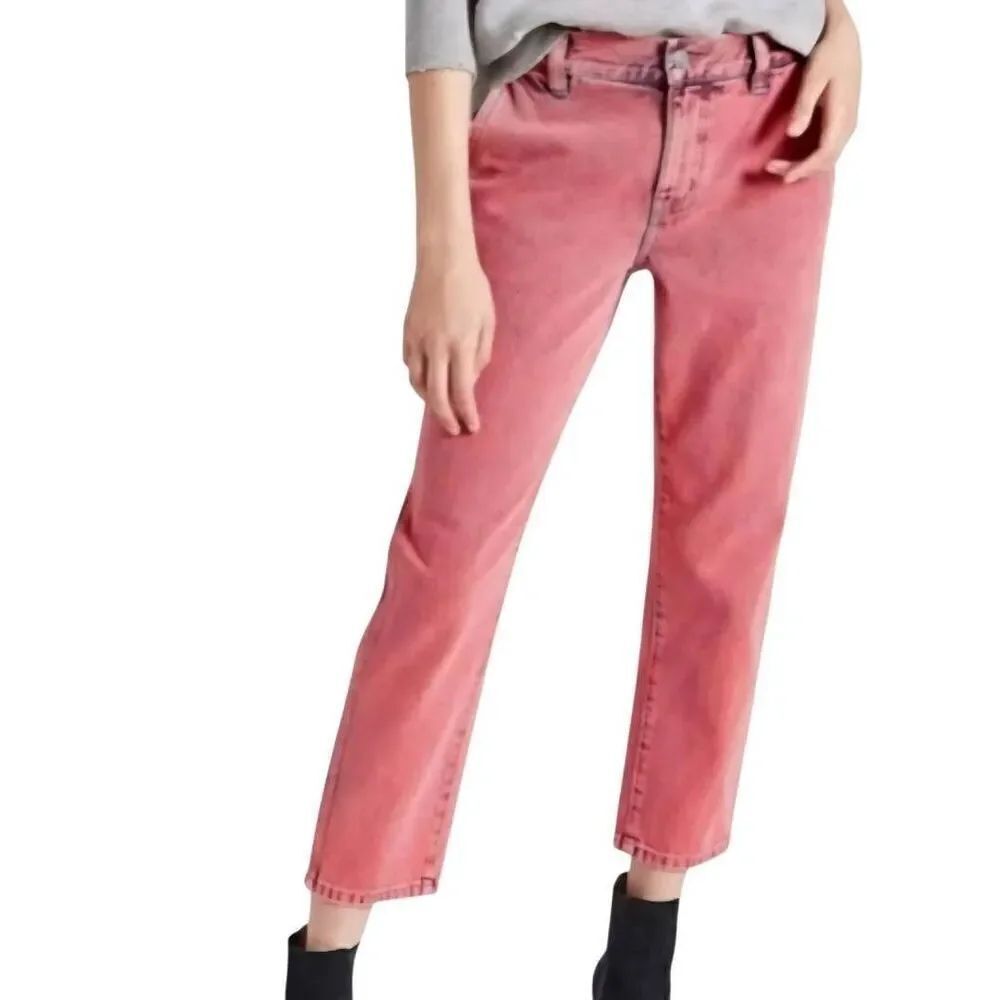 Current/Elliott Jeans Women's 26 Pink Mid Rise Cropped Confidant Straight Acid